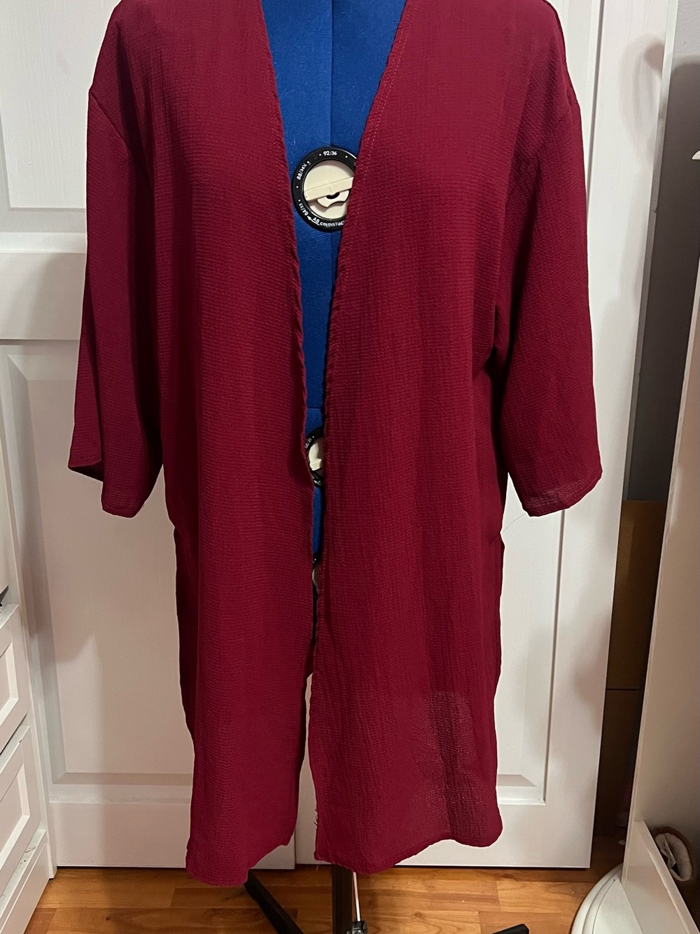 Women’s Open-Front Burgundy Kimono